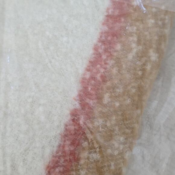 NEW Madewell Oversized Plaid Brushed Scarf Cozy Cream Tan Fringe Recycled Poly - Picture 8 of 8